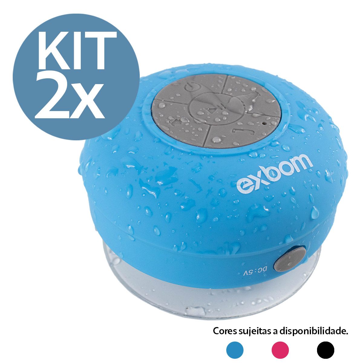KIT 2x Caixa de Som Bluetooth Portátil à Prova D'água Exbom CS-A6BT