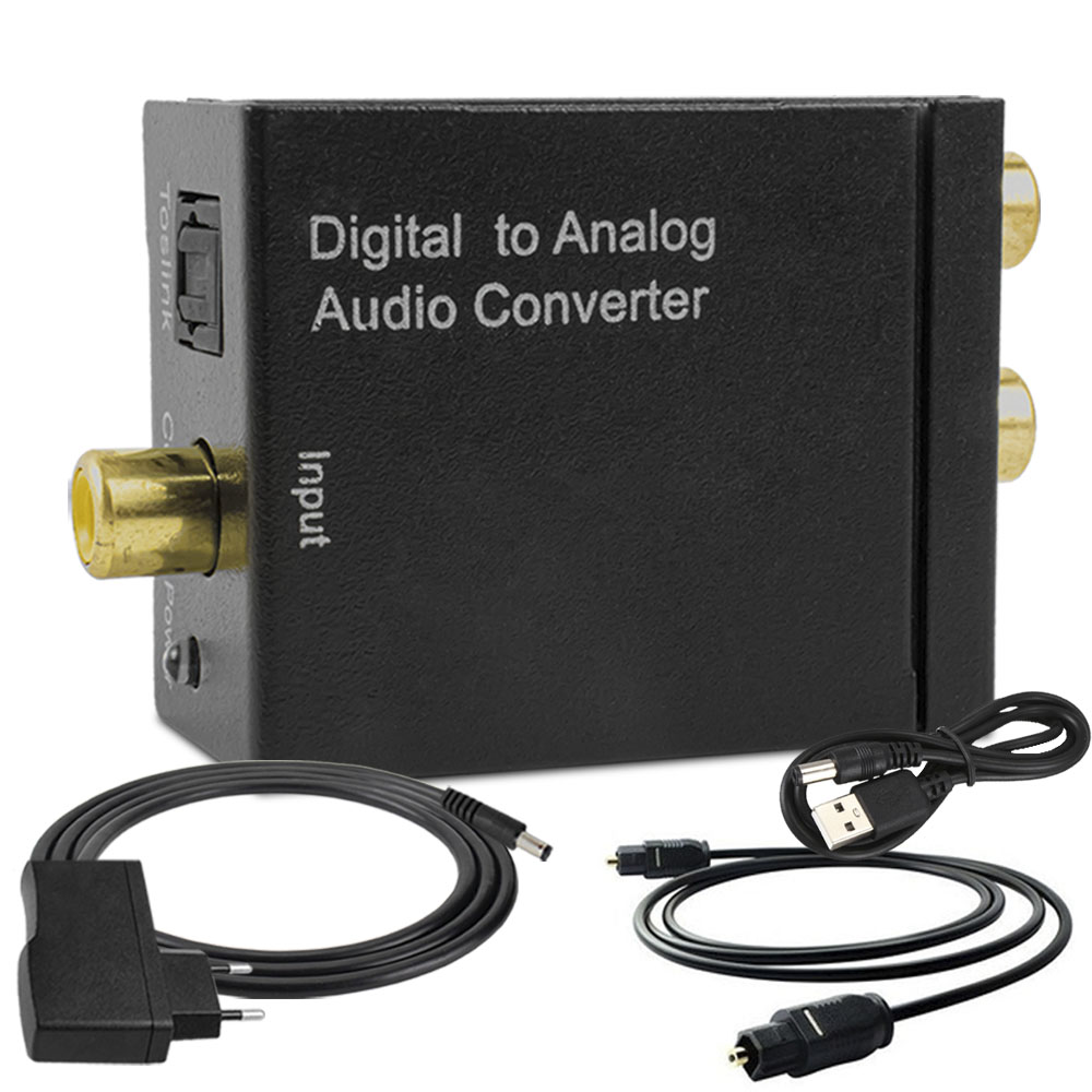 KIT Conversor Áudio Digital para RCA + Cabo Óptico Toslink 1 metro