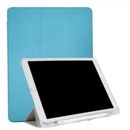 Capa Smart para iPad 9 8 7 Geração 10.2 Traseira de Silicone Tpu Encaixe para Caneta Azul Claro