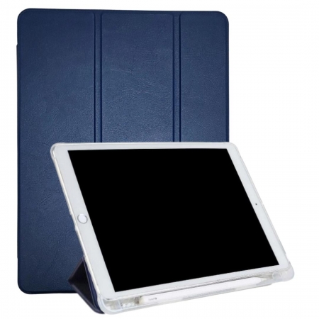 Capa Smart para iPad 9 8 7 Geração 10.2 Traseira de Silicone Tpu Encaixe para Caneta Azul Marinho