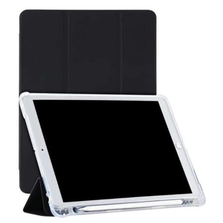 Capa Smart para iPad 9 8 7 Geração 10.2 Traseira de Silicone Tpu Encaixe para Caneta Preta