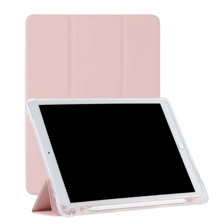 Capa Smart para iPad 9 8 7 Geração 10.2 Traseira de Silicone Tpu Encaixe para Caneta Rosa Claro