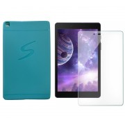Kit para Capa Tablet Samsung Galaxy Tab A 8 T290 T295 Silicone Azul + Vidro