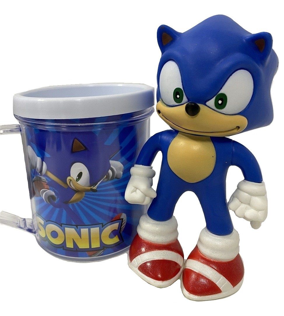 Boneco Sonic Azul Pequeno com Caneca Personalizada