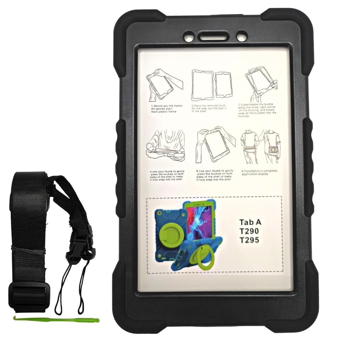 Capa para Tablet Samsung Tab A T290 T295 Armadura Anti Queda Impacto Preta Tela 8 polegadas