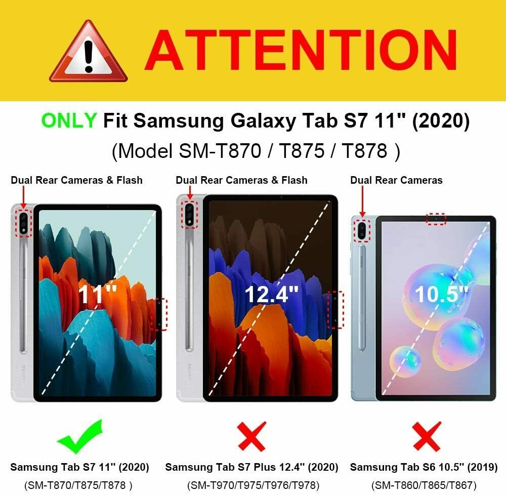 Capa para Tablet Samsung Galaxy Tab S7 Tela 11 T870 T875 Giratória Executiva Preta