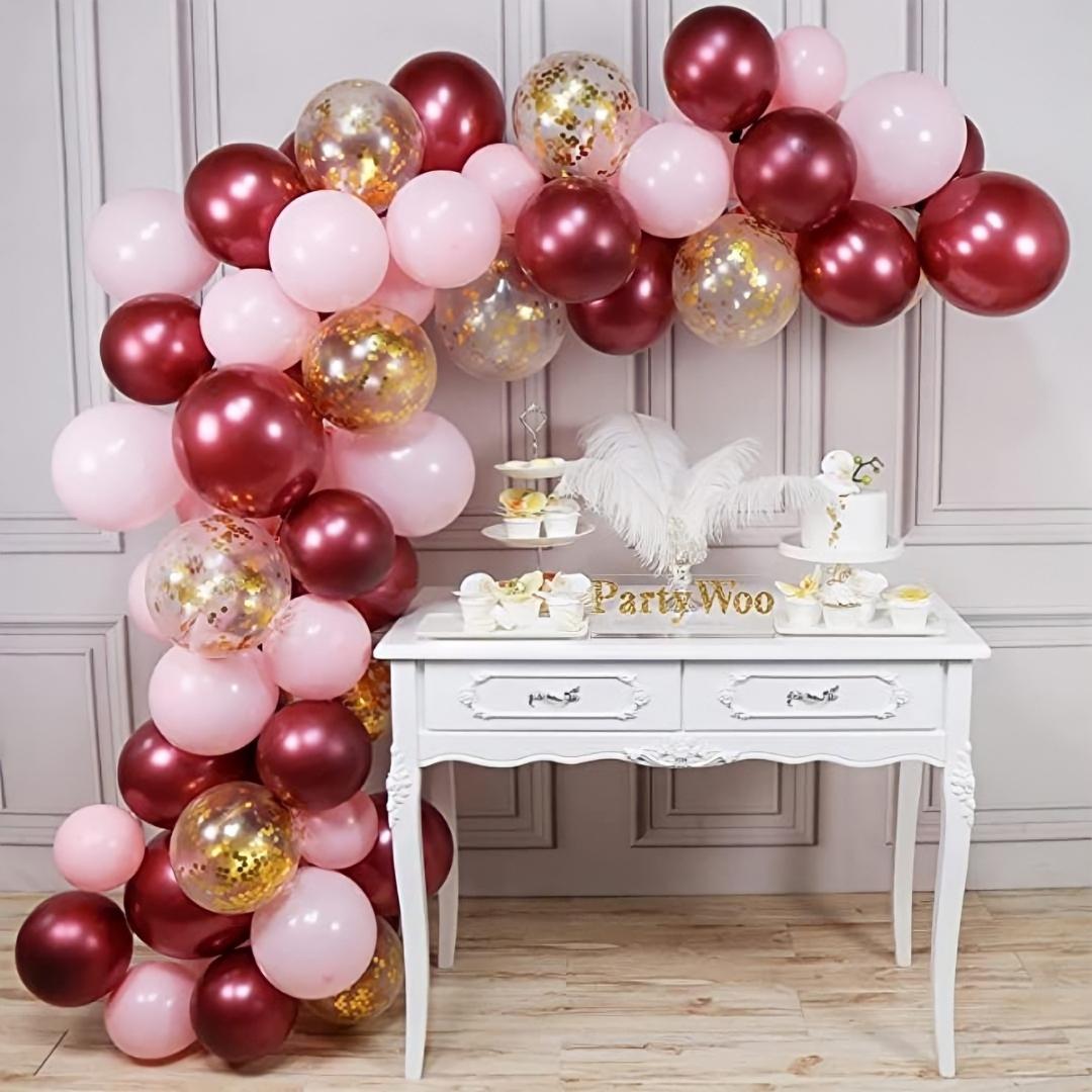 Balões Decorativos Mix Rosa Branco Transparente Confete 32pçs
