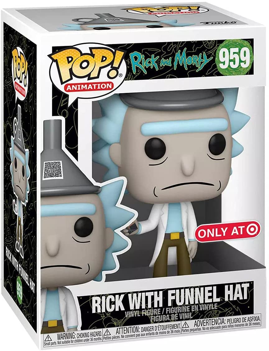 Funko Pop Rick and Morty Rick With Funnel Hat 959 Boneco Colecionável Selo Edição Especial