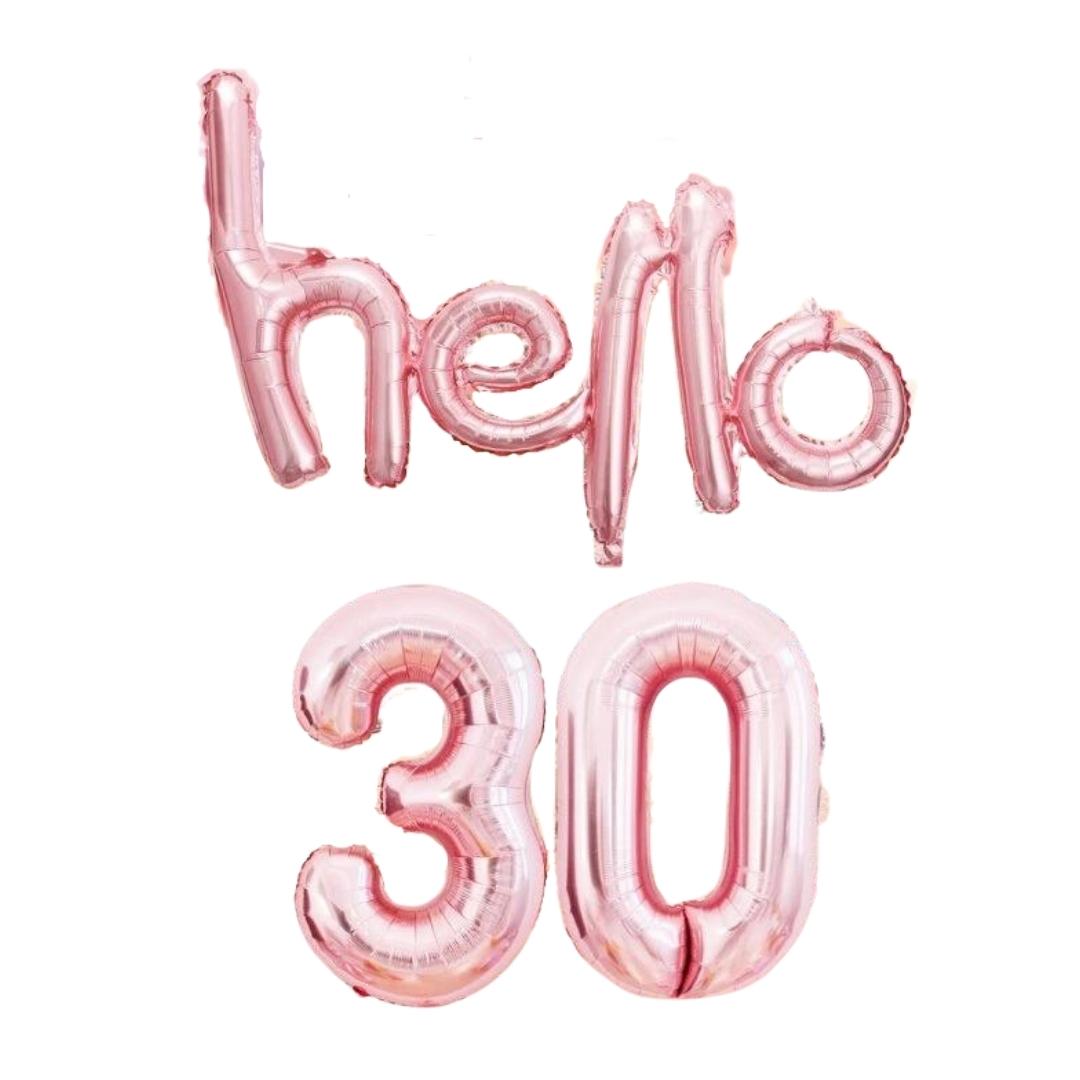 Balões Decorativos Festa 30 anos Letra ''Hello 30'' Aniversário