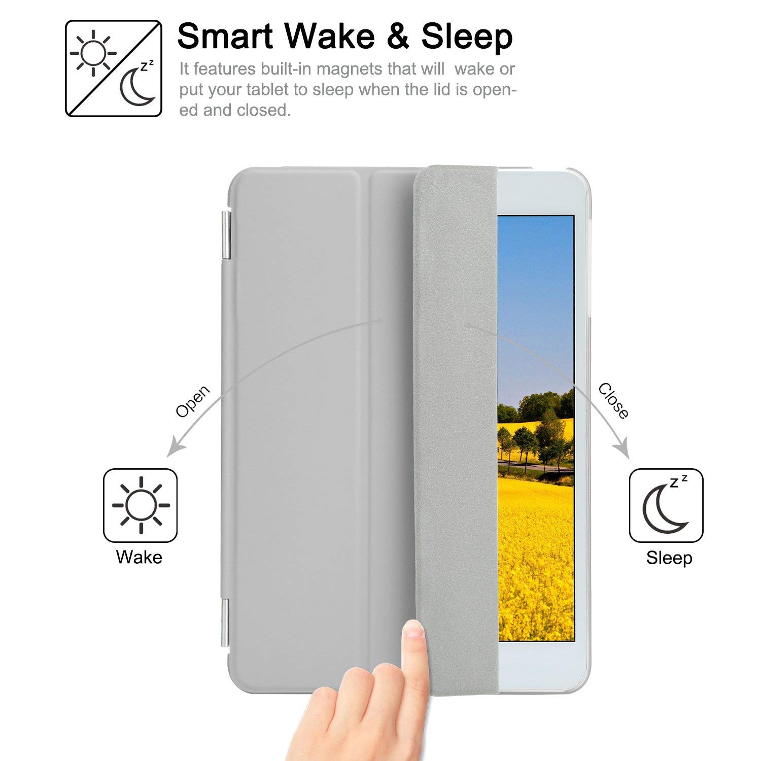 Smart Case Ipad Mini 5 Magnética Frontal + Traseira A2133 Cinza
