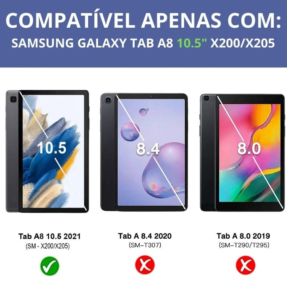 Smart Case para Tablet Samsung Galaxy A8 10.5 Polegadas X200 X205 Preta