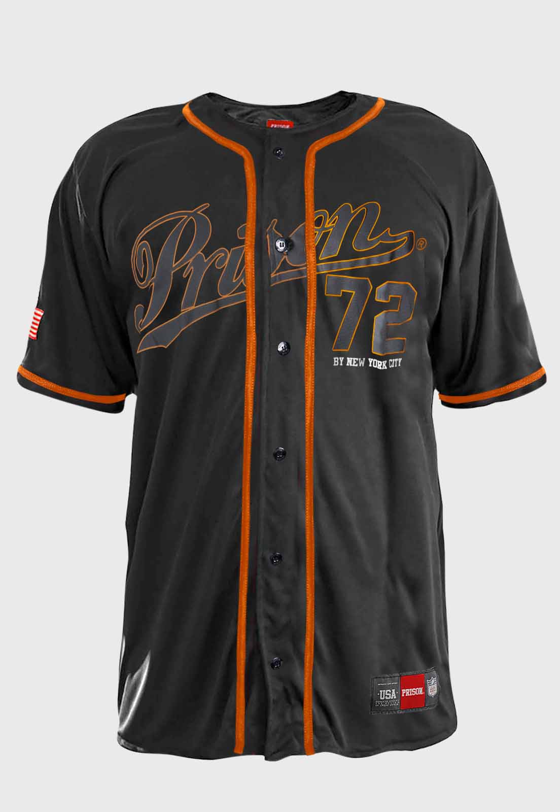 Camisa de Baseball Prison Orange NYC 72 Preta