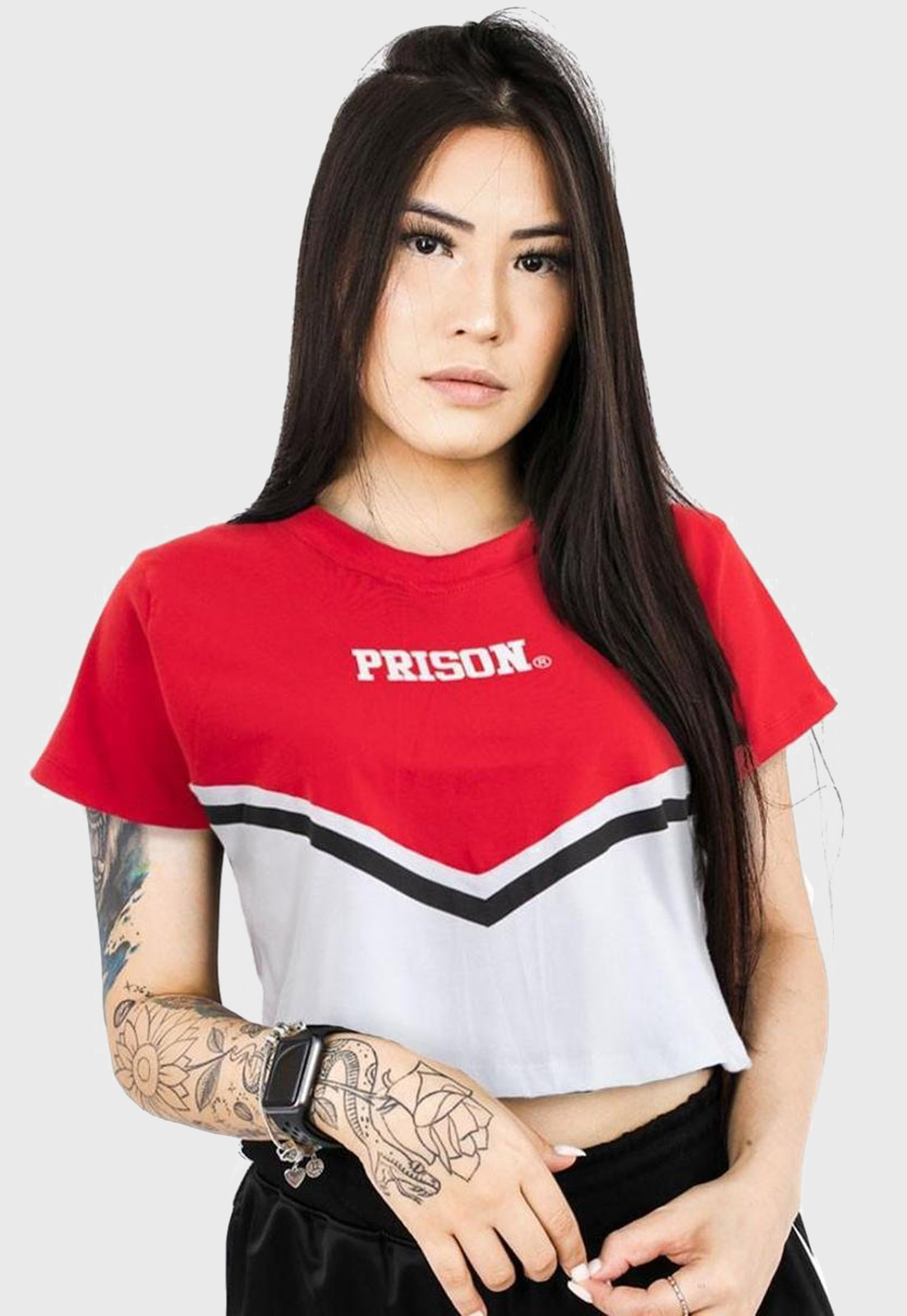 Cropped Prison Fancy  Red With a Line