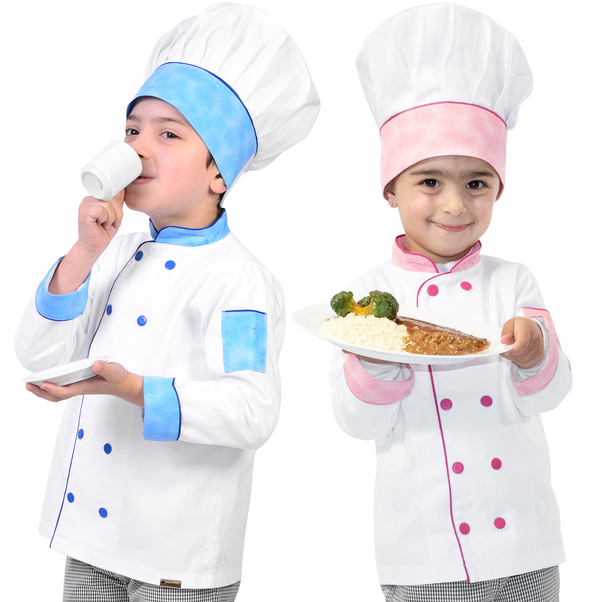 Conjunto Chef de Cozinha Infantil Dólmã e Chapéu Colorido 02 a 14 Anos - Wp