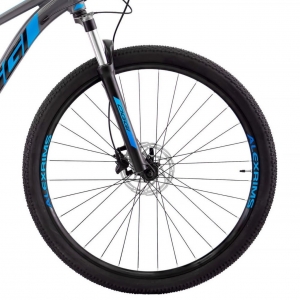 Bicicleta OGGI Big Wheel 7.0 aro 29 2022 - 18V Shimano Alivio - Freio Logan Hidráulico - Grafite/Azul/Preto