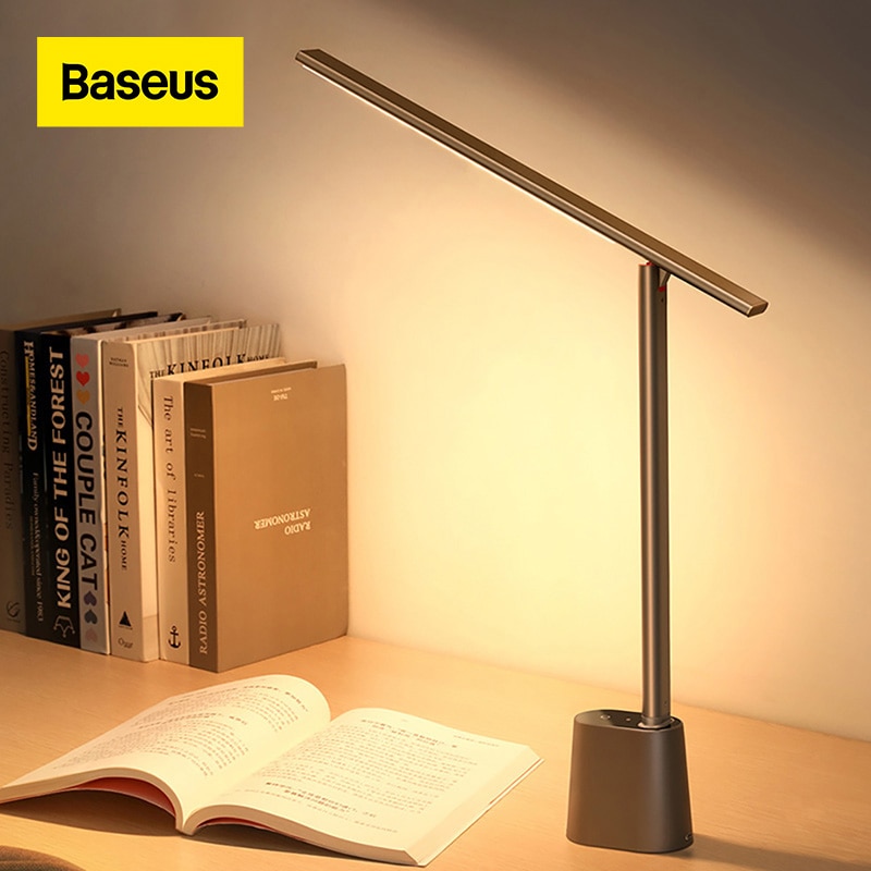 Luminária de Mesa Baseus led lâmpada de mesa inteligente brilho adaptativo olho proteger estudo escritório lâmpada mesa dobrável regulável cabeceira ler luzes da noite