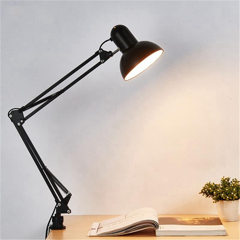 Luminária de Mesa Lâmpada led flexível para escritório, lâmpada e27/e26 para mesa, braço oscilante, plugue eu e us, para casa e escritório