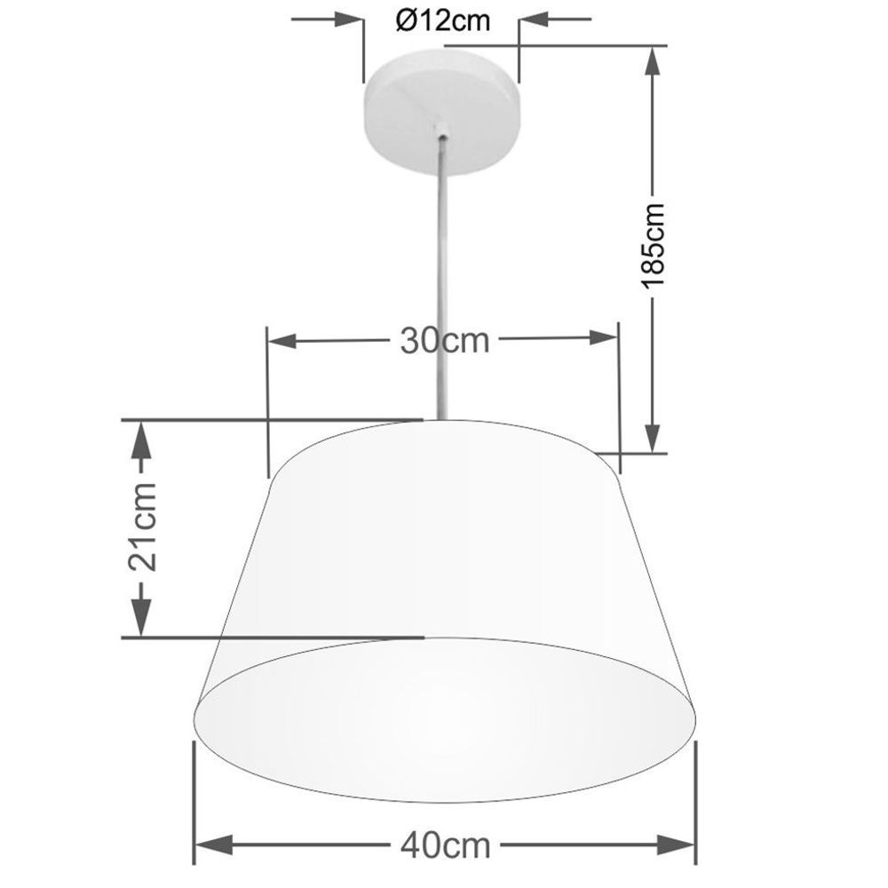 Lustre Pendente Cone Md-4021 Cúpula em Tecido 21/40x30cm Café - Bivolt
