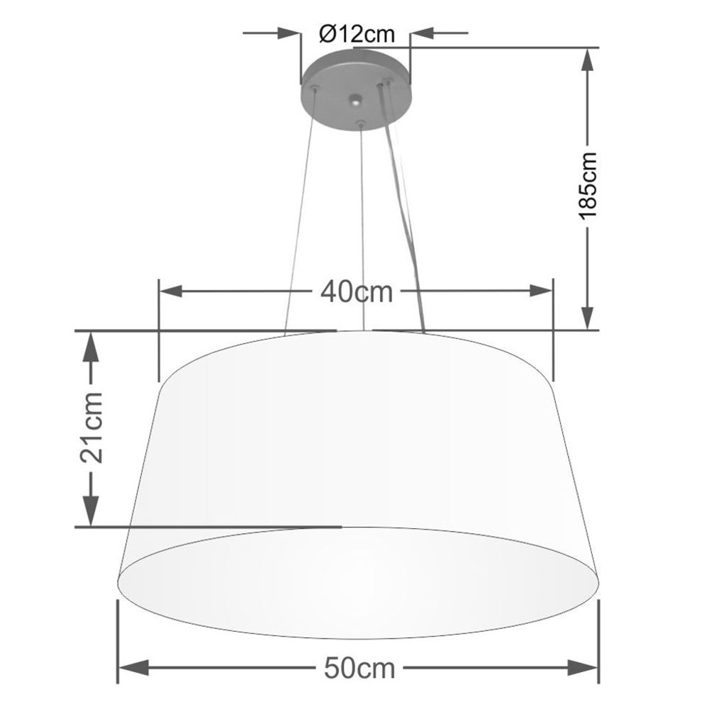 Lustre Pendente Cone Md-4048 Cúpula em Tecido 21/50x40cm Rustico Bege - Bivolt
