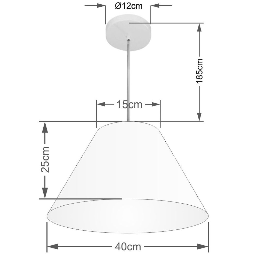 Lustre Pendente Cone Md-4078 Cúpula em Tecido 25/40x15cm Roxo - Bivolt