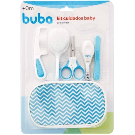 Kit Cuidados Baby - Com Estojo - Branco e Azul  - BUBA