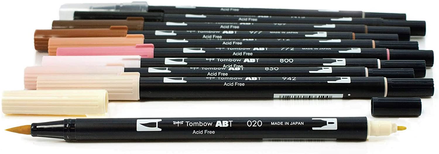 Canetas Dual Brush Tombow Kit c/10 canetas - Faciais