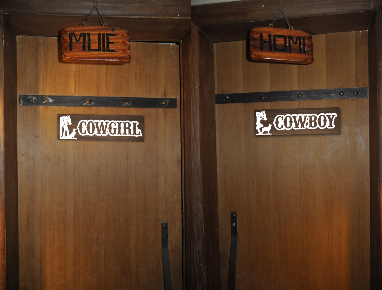 Placa Banheiro - Conjunto Cowboy + Cowgirl