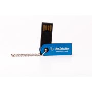 Mini Pen Drive 16GB Slim Giratório Azul Personalizado com Corrente