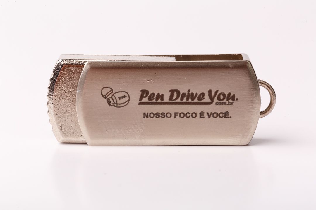 Mini Pen Drive 16GB 360º Chaveiro Personalizado Prata - Pen Drive You