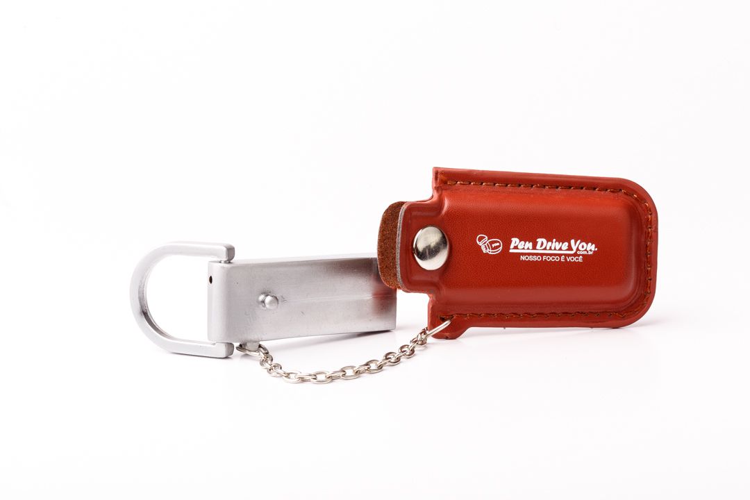 Pen Drive 4GB Couro Bag para Chaveiro Marrom Personalizado  - Pen Drive You