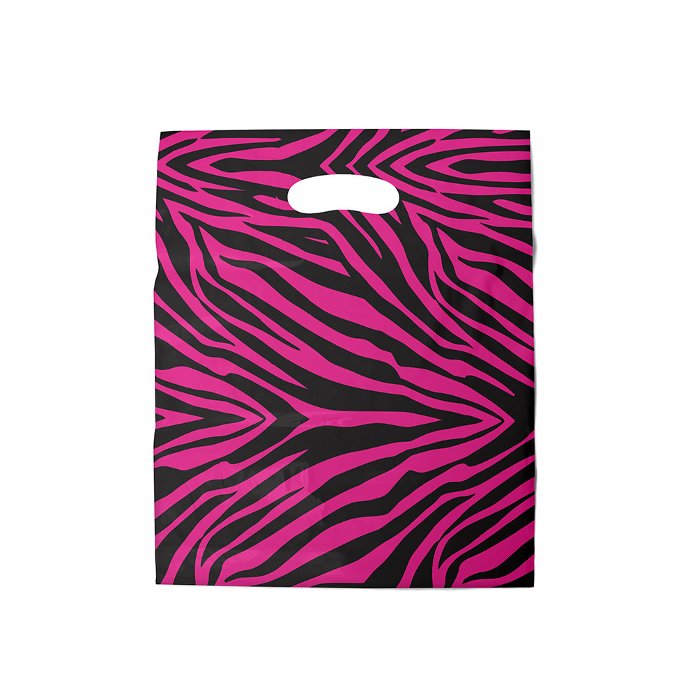 Sacola plástica Boca de Palhaço Estampada - Zebrada Pink/Prt - 20x30cm - Pacote 100 unid (1 KG)