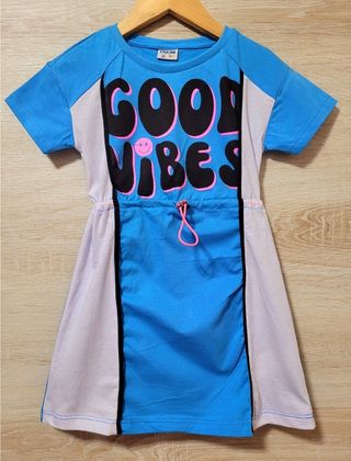 Vestido Fakini Infantil Good Vibes Azul