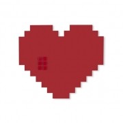 Placa Coração Vermelho Pixel em Aço Geguton