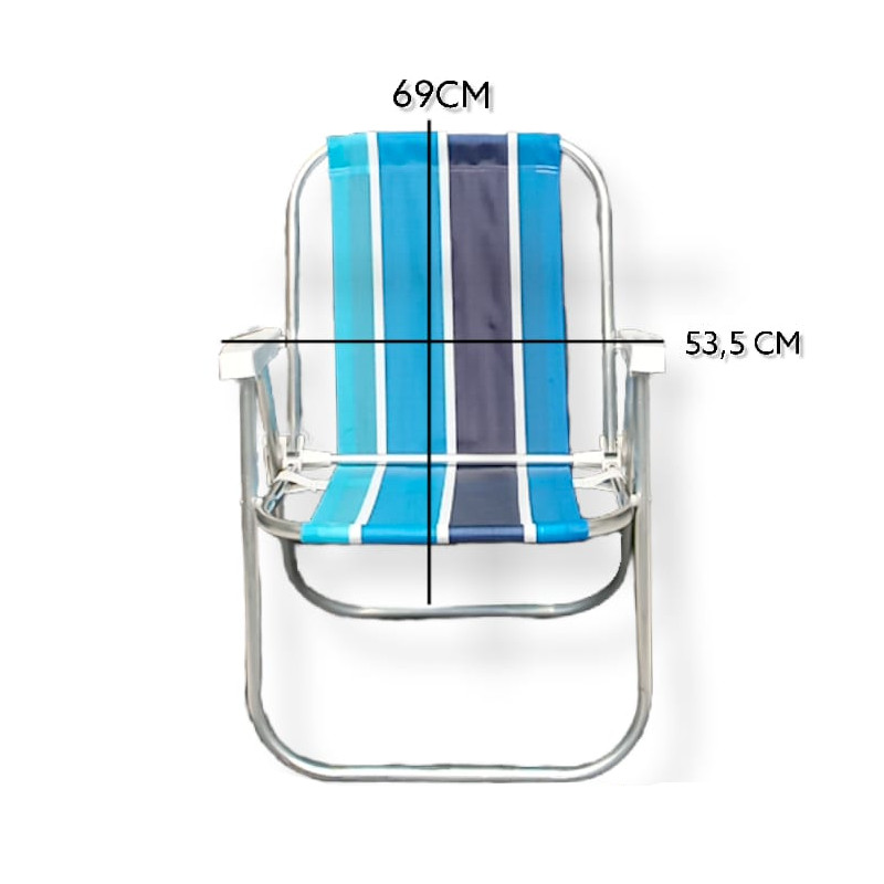Cadeira De Praia Varanda Alta 1 Posição Em Alumínio Até 90kg