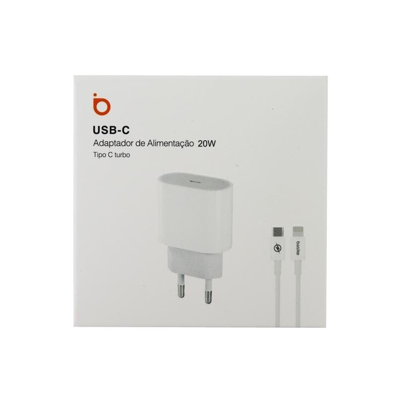 Carregador E Fonte 20w USB-C Turbo Para Lightning - Basike