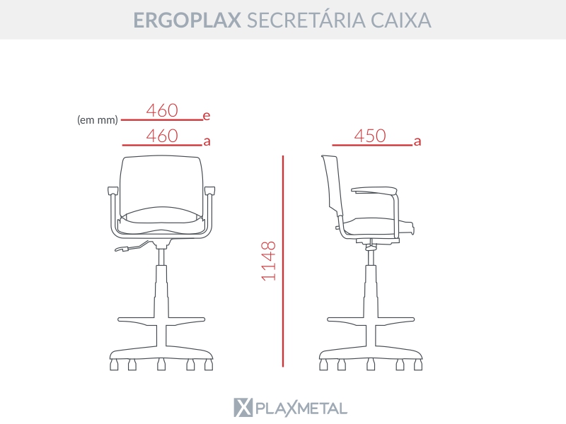 Cadeira Caixa Ergoplax+ com Braço Azul