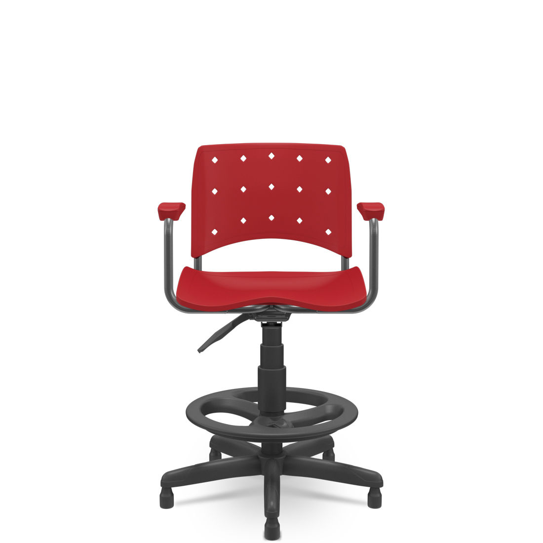 Cadeira Caixa Ergoplax+ com Braço Vermelha