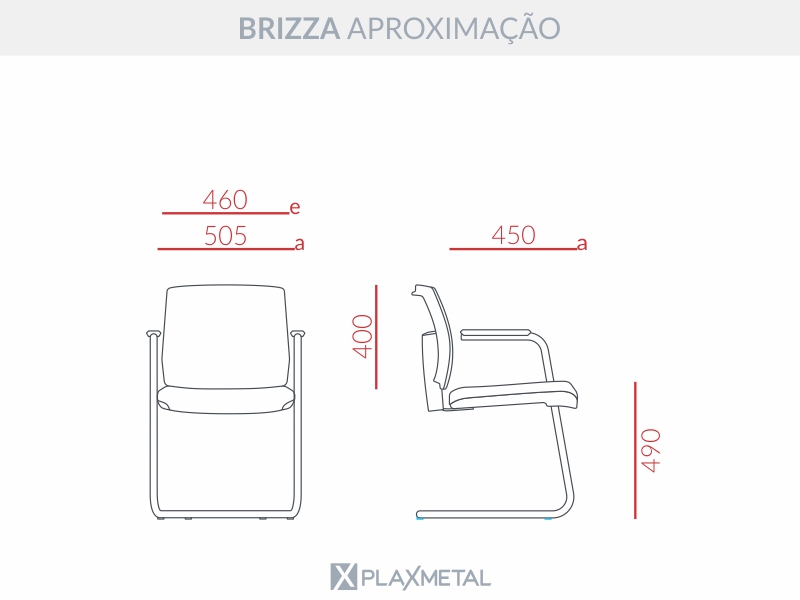 Cadeira Fixa Executiva Brizza Tela com Braço Preta