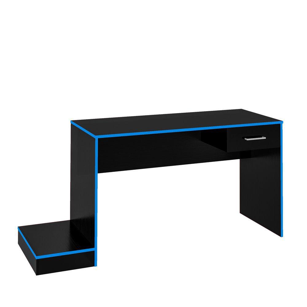 Mesa para Computador Gamer 1 Gaveta Preto Acetinado/Azul