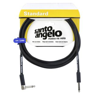 Cabo Santo Angelo 05802 Standard Angll 10ft Plg90° 3,05m Emborrachado P10, P/Instrumento Metal Preto