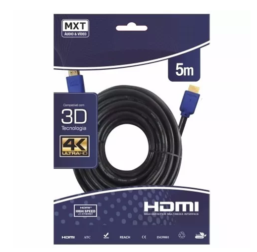 Cabo Mxt Hdmi 1.4 5m Ultra Hd 4k 3d 30awg C/Filtro Dour.