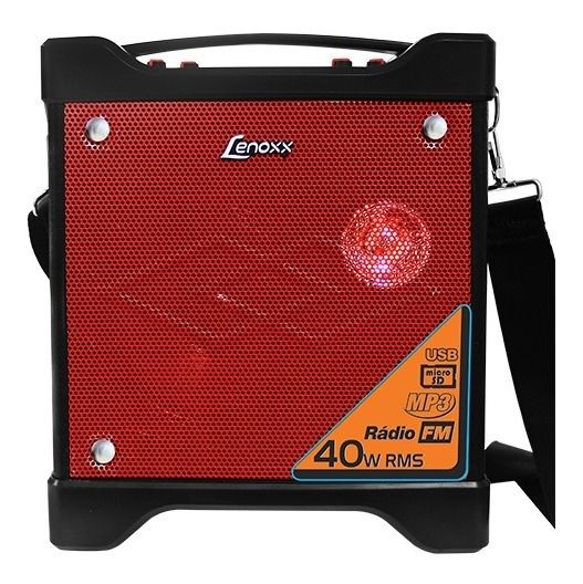 Caixa Amplificada Lenoxx Ca301 Usb/Sd/Fm Bateria,12v Ativa Controle Remoto 40wrms Vermelho
