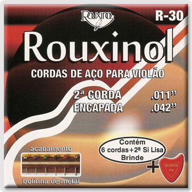 Encordoamento Para Violão Rouxinol R30 Aço C/ Bolinha 