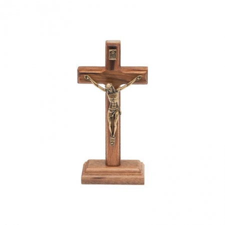 Crucifixo Madeira Tradicional de Mesa 12cm OV