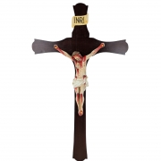 Crucifixo de Resina Estilo Antigo 35cm Policromado