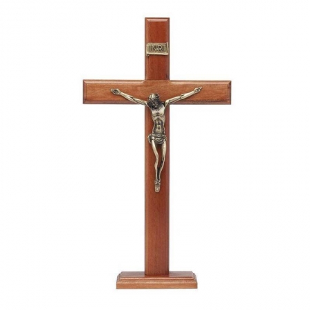 Crucifixo Tradicional Madeira 35cm - Parede e Mesa