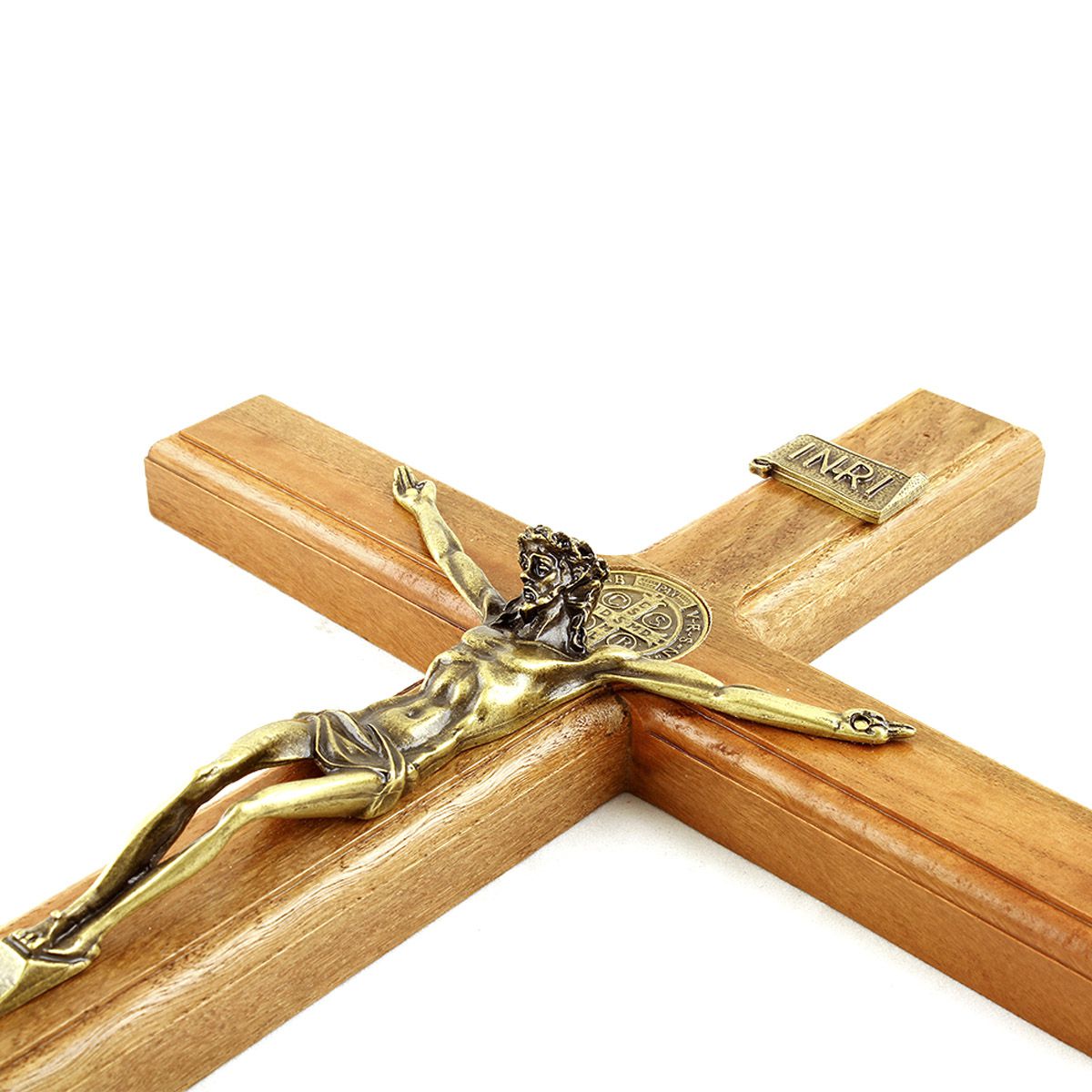 Crucifixo Tradicional Medalha São Bento para parede ou mesa 40cm OV