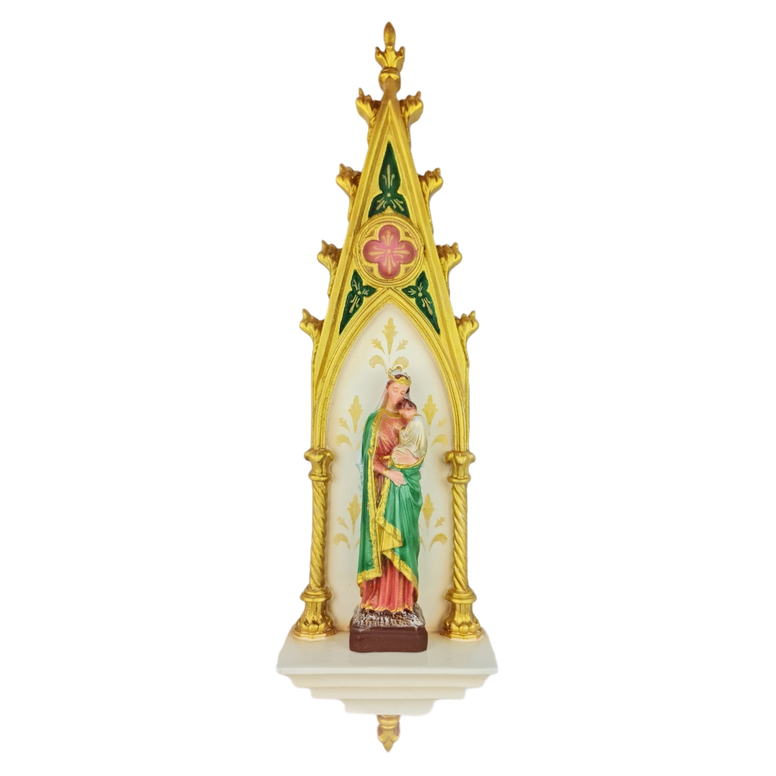 Oratório Gótico Nossa Senhora da Sabedoria em Resina Policromado - 46cm