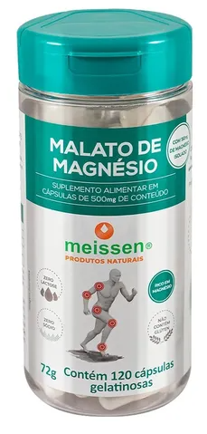 Malato de Magnésio Puro 120 Cápsulas Gelatina Meissen  - Nature Net