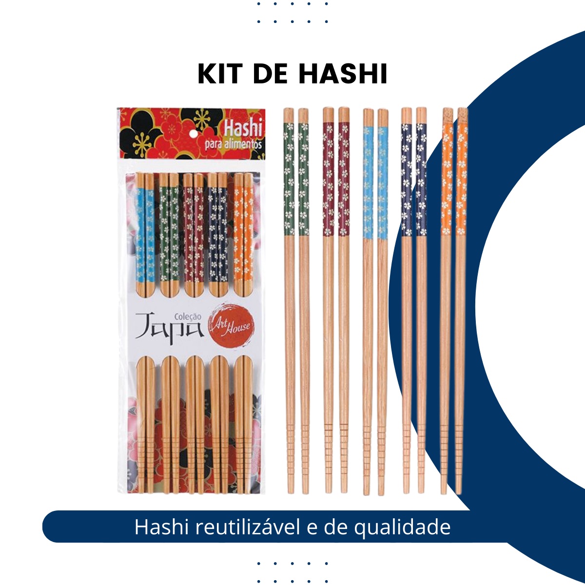 Hashi para Alimentos de Bambu Kit 5 pares Art House
